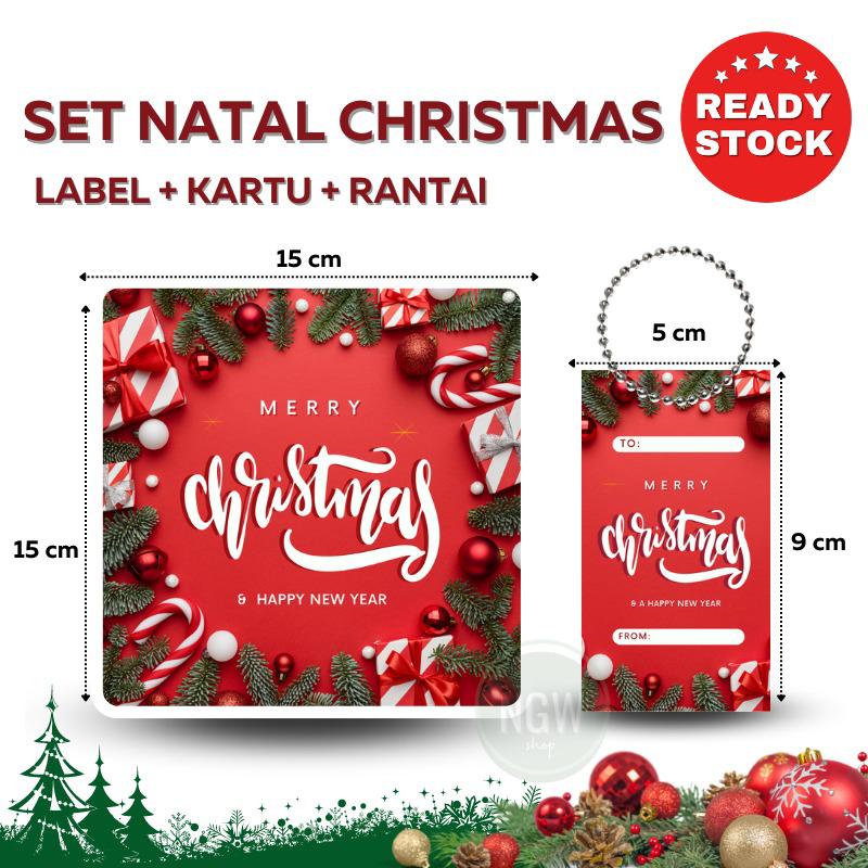 CHRISTMAS NATAL LABEL SET (label+kartu tag+rantai) hampers natal event kode LS01