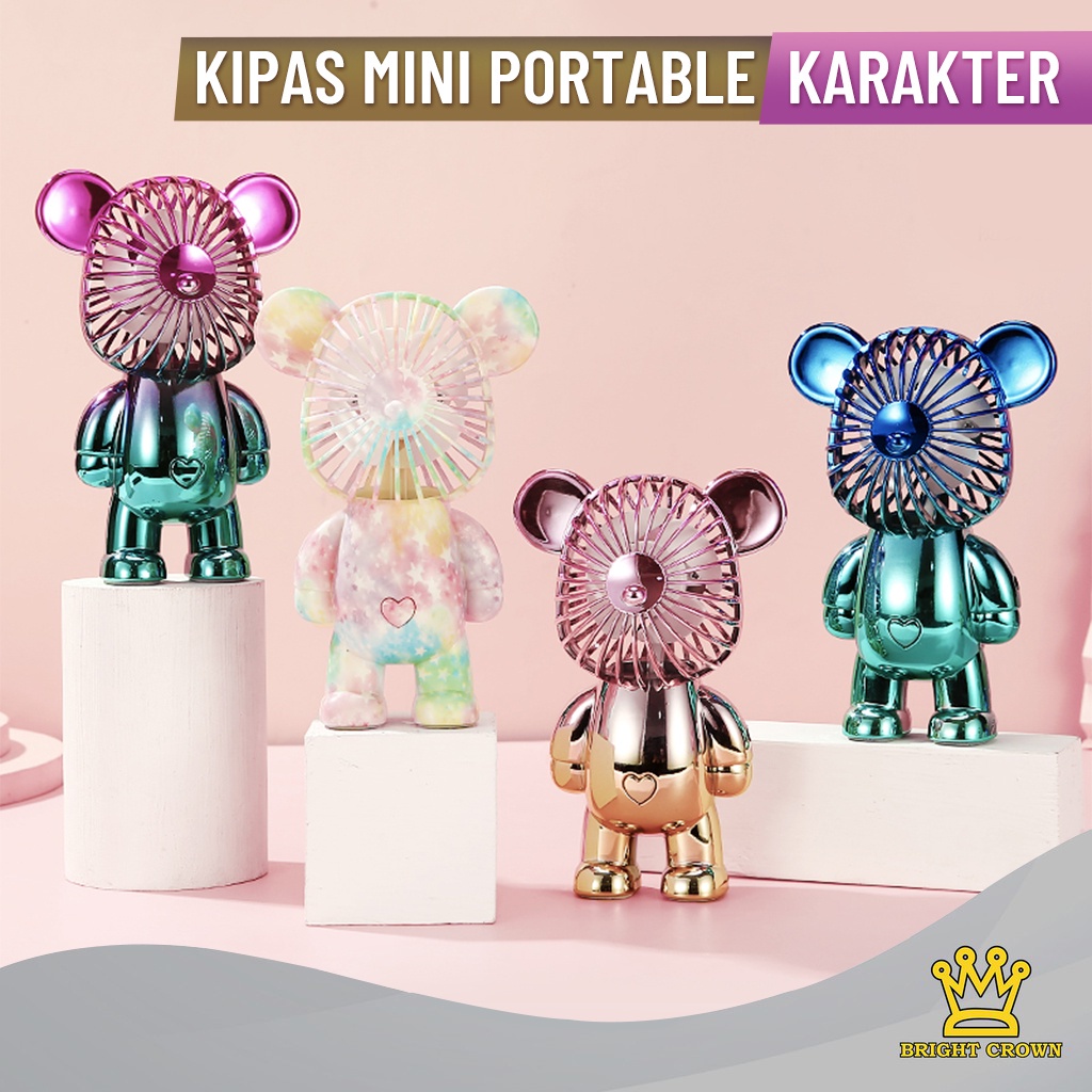 [ BISA COD ]Kipas Angin Beruang Bearbick Mini Portable Bisa Cas Dengan 3 Mode Kecepatan Kipas