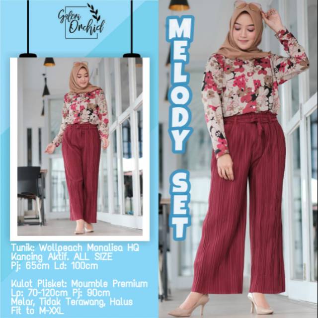 Setelan celana Plisket dan Kemeja Monalisa Premium Best Seller Outfit Terkini Original Premium