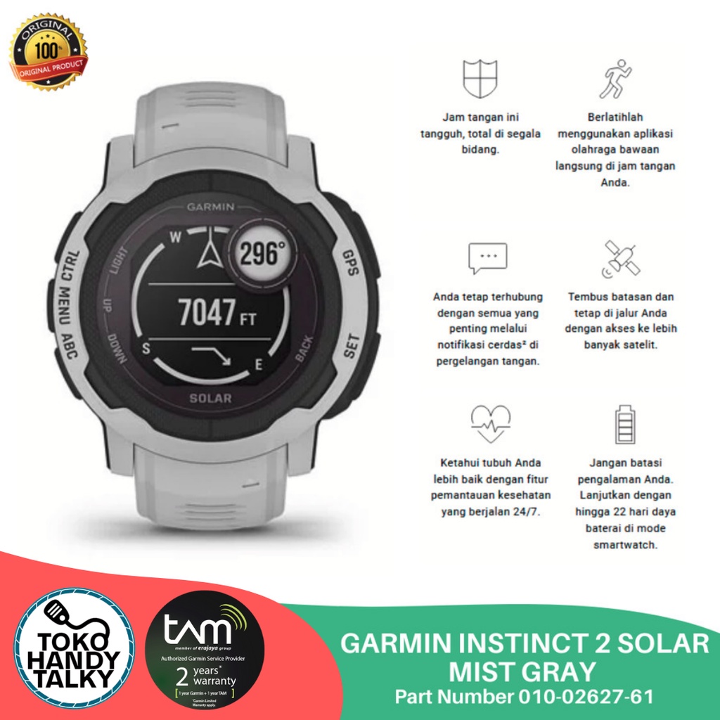 GARMIN SMARTWATCH INSTINCT 2 SOLAR ORIGINAL GARANSI RESMI TAM