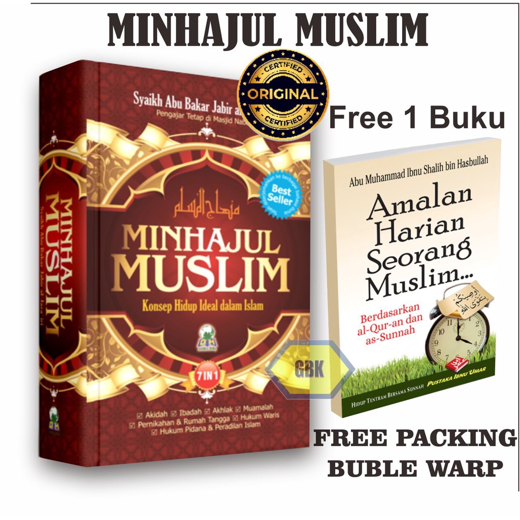 Minhajul Muslim ORI - Penerbit Darul Haq (free 1 buku saku amalan harian seorang muslim)