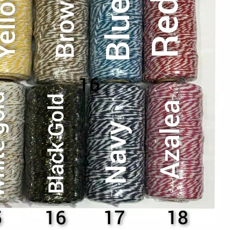 ☞ 100 METER - BAKERS TWINE 2 MM | BENANG IKAT KATUN | BENANG HIAS | TALI WARNA | COTTON ♥