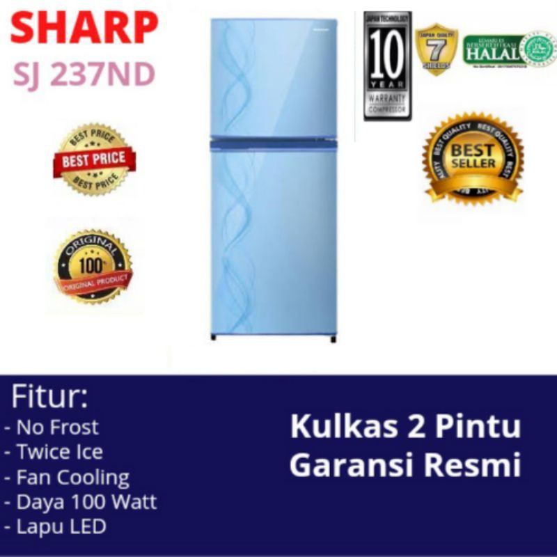 FREE ONGKIR BOGOR KULKAS 2 PINTU SHARP SJ 237ND