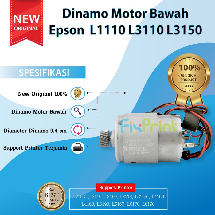 Dinamo Motor Bawah Epson L1110 L3110 Motor Dinamo PF Printer L1110 L1210 L1250 L1256 L3100 L3110 L3116 L3210 L3216 L3150 L3156 L3250 L3256 L5190 L5290 L5296