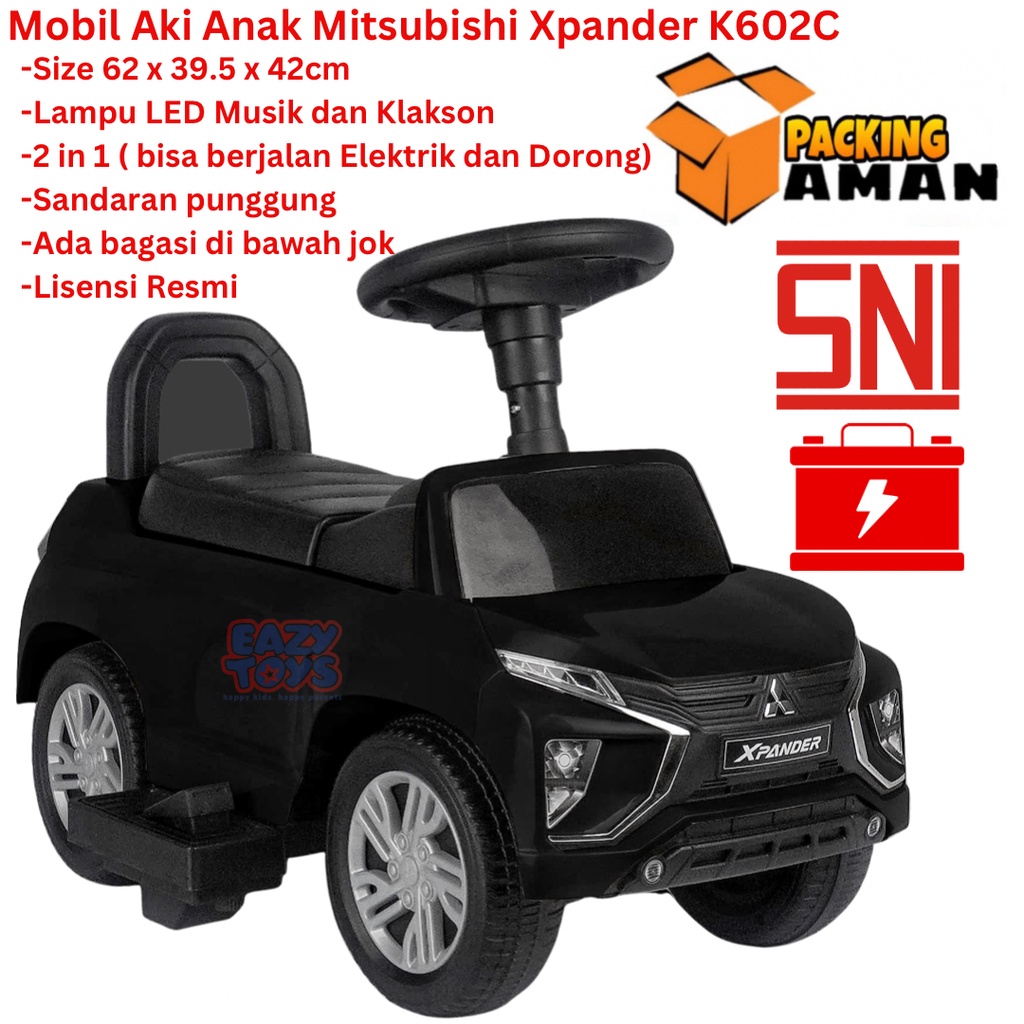 Mobil Aki Anak Mitsubishi Xpander  2 in 1 Fungsi Jalan Elektrik dan Dorong K602C Berlisensi Resmi