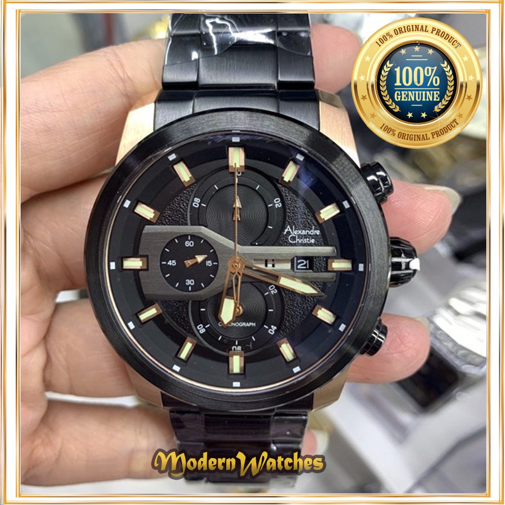 Jam Tangan Pria Alexandre Christie Ori AC 6559 Biru Hitam Rosegold Black Rantai Stainles 6270 6562