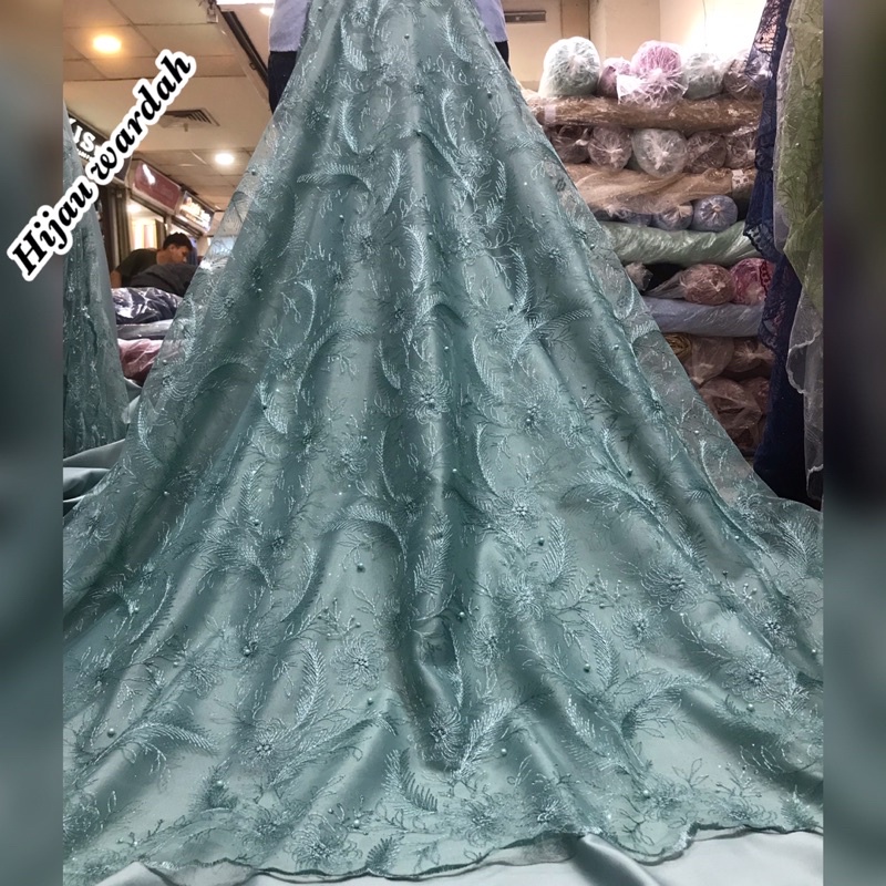 MURAH!!! Kain bahan tile akar mutiara / bahan kebaya brokat Tulle.