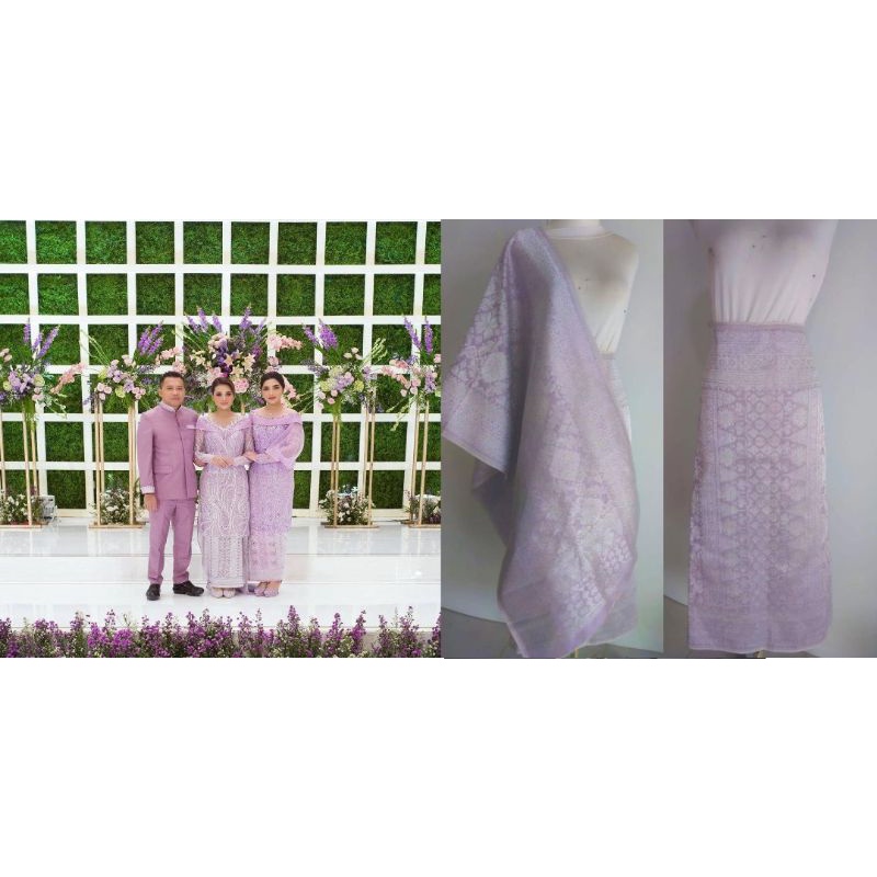 Songket Palembang Asli Tenun Tangan | Lepus Ungu Lilac | Ungu Lavender | Kristal Permata Berlian | E