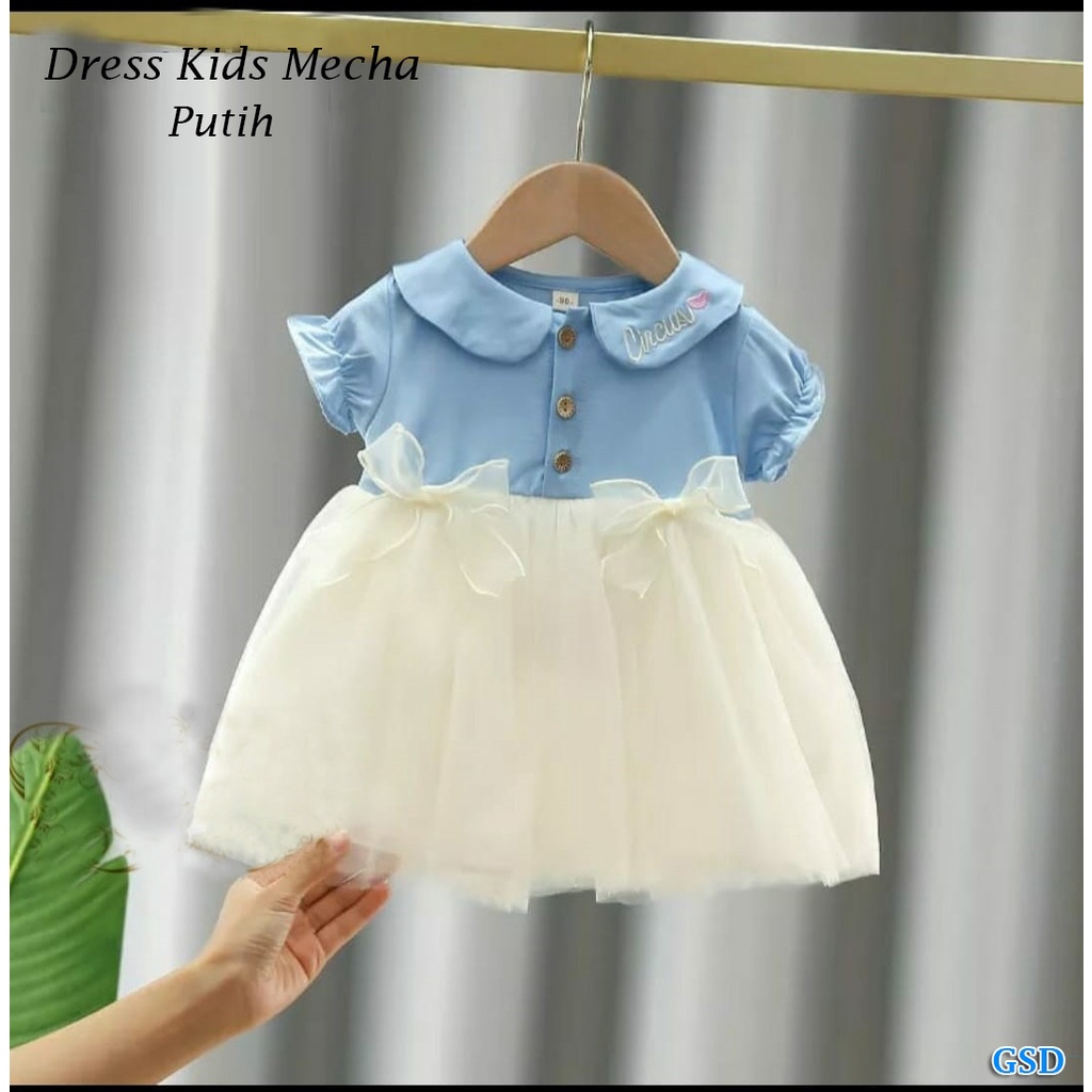 Kids Mecha /Dress Tutu Anak Cewek Ada 2 Pita Bahan Jeans Casual Impor Buat Usia 2 Thn Sampai 4 Thn