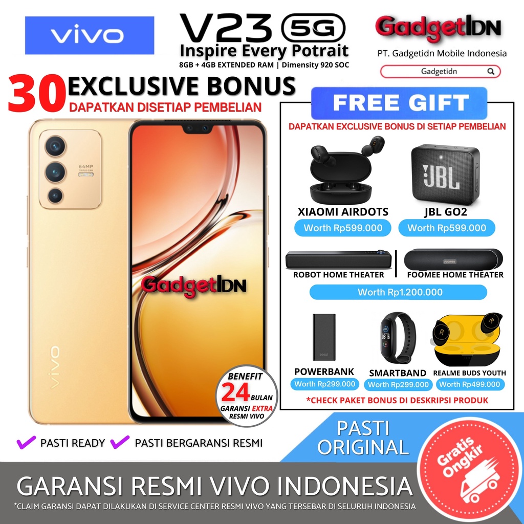 VIVO V23 5G 12/128GB ( 8GB + 4GB EXTENDED RAM ) GARANSI RESMI VIVO
