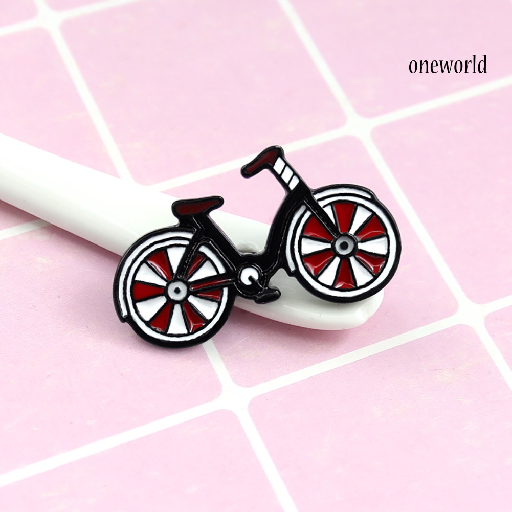 OW@ Cartoon Enamel Bicycle Badge Collar Lapel Brooch Pin Clothes Jewelry Bag Decor