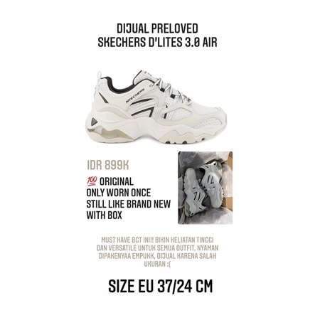 Original 100% Skechers D’Lites 3.0 Air White Sneakers 37