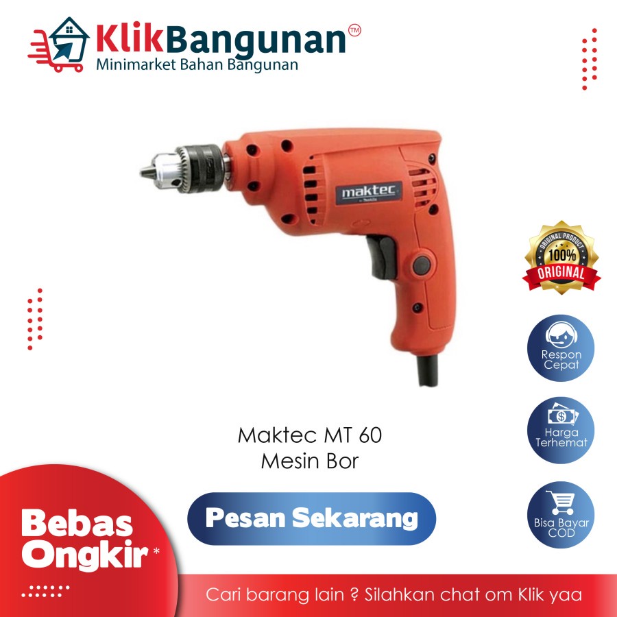 MESIN BOR MAKTEC MT 60 / MT60 10MM 3/8" BOR LISTRIK BOLAK BALIK