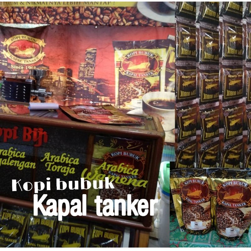 

Kopi kapal tanker 320gr kopi bubuk olahan tradisional khas tanjung pinang