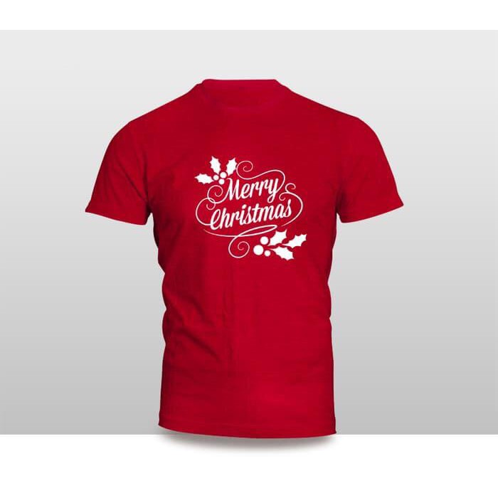 KAOS NATAL MERRY CHRISMAS DAUN COMBED 30S BAJU TSHIRT