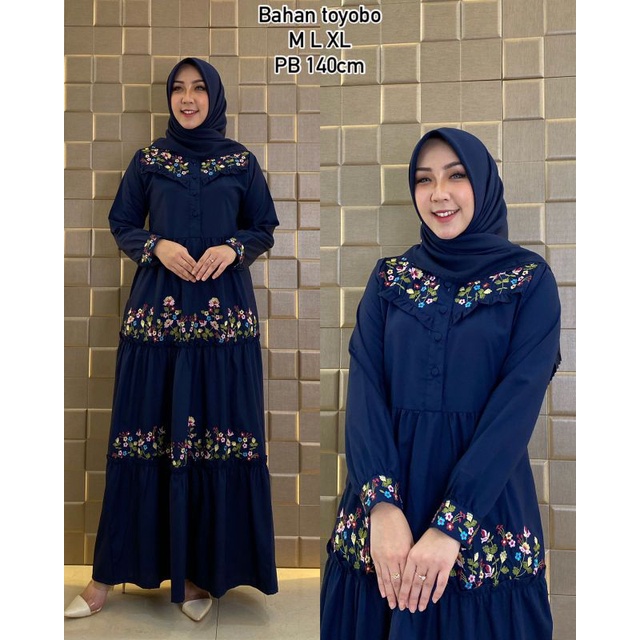 gamis katun toyobo bordir / gamis polos / gamis katun / gamis terbaru / gamis terlaris / dress cod