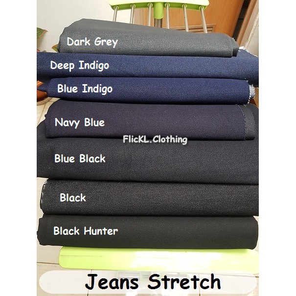  Bahan  Kain Jeans Melar Stretch  Denim  Cotton Katun Polos 