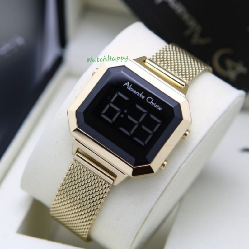WatchHappy Alexandre Christie 9338 AC 9338 LH AC9338 LH 9338LH Lady Full Gold Digital 100% Original