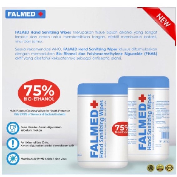 TISU ALKOHOL 75% FALMED ISI 45 &amp; 90 LEMBAR TISSUE TISU BASAH ALCOHOL HAND WET WIPES