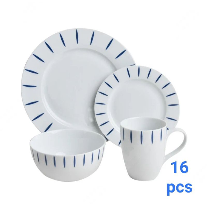 delicia dinner set atau piring set 16 pcs bahan porselen - 1134