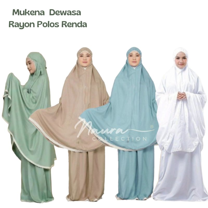 Mukena Dewasa Rayon Polos Renda