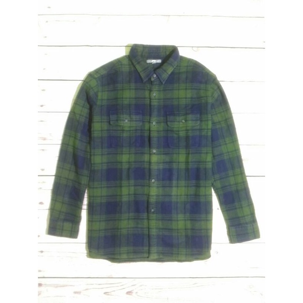 kemeja flannel/flanel wol tangan panjang pria UNIQLO/outer