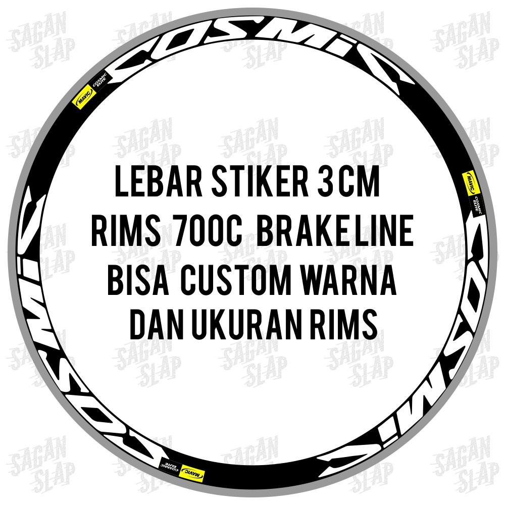 Decal Mavic Cosmic lebar sticker 3 cm Rims 700c