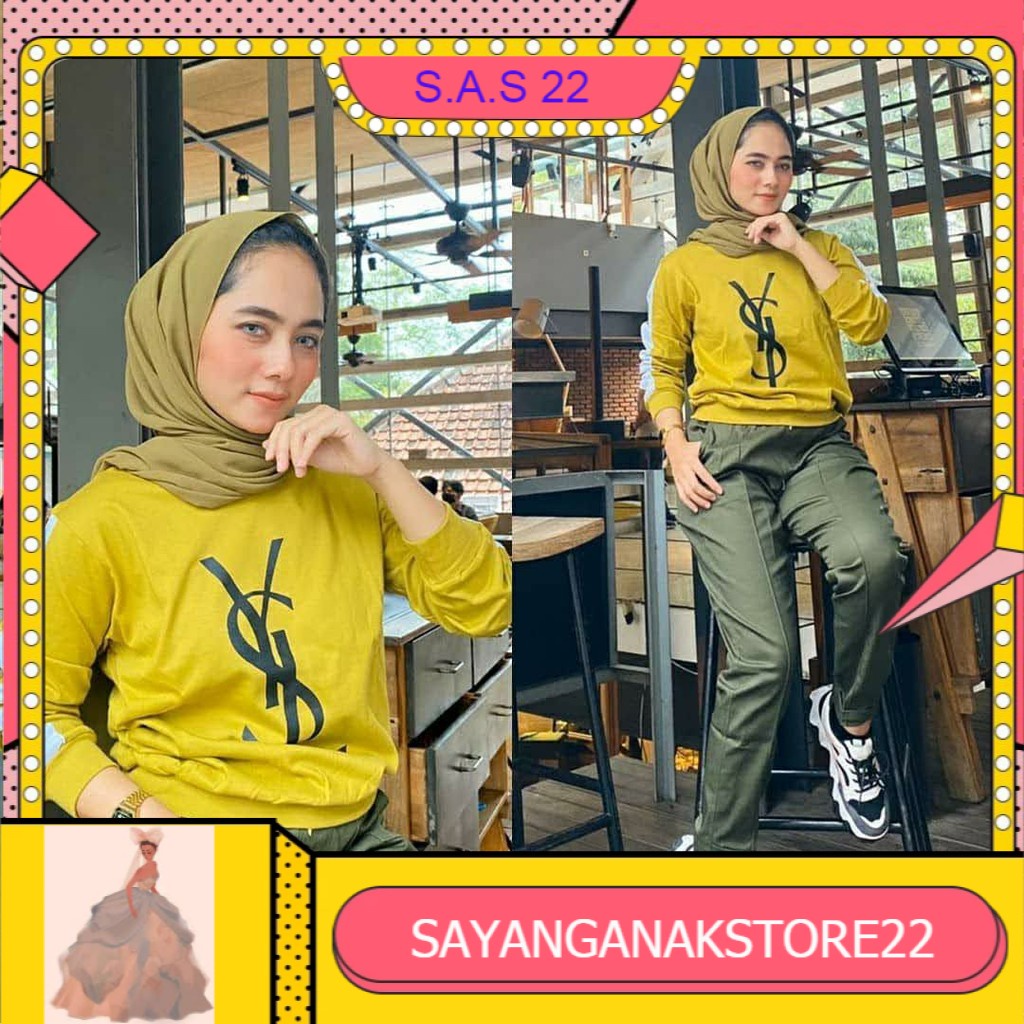 Setelan Wanita Olahraga Jumbo Muslimah Import Kekinian Set Yesel Fashion Bahan Babyterry Ld 110