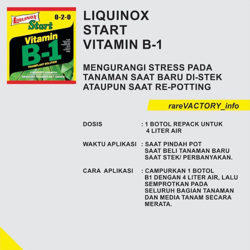 Vitamin B1 Liquinox Original - Obat Anti Stress untuk Tanaman kemasan Repack 10ml