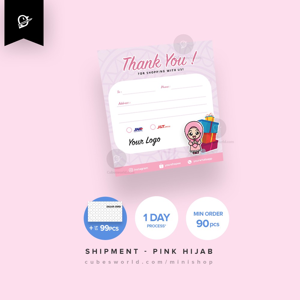 Stiker Pengiriman Online Shop Pink Hijab Edition Shopee Indonesia