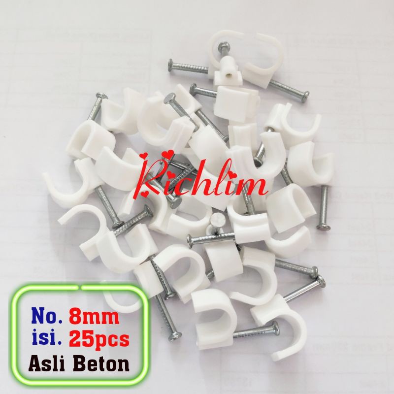 Klem kabel paku beton no 8mm/clip kabel paku beton asli no 8mm