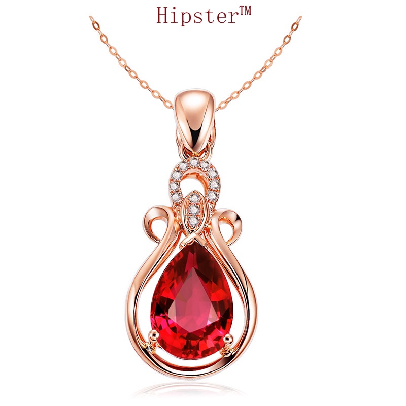 New Hot Sale Classic Rose Gold Moissanite Colored Gems Pendant Beautiful Retro Elegant Necklace