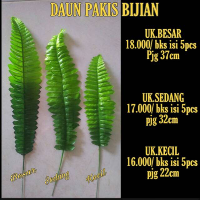 5 Pcs Daun Pakis Bijian Daun Pakis Artificial Daun Pakis Hias Daun Pakis Dekorasi Daun Hias