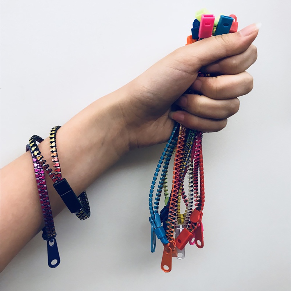 Hu Hu Hu Hu Hu Alat Bantu Pasang Kacamata♡ Gelang Tangan Rantai Model Resleting Warna-Warni Untuk Pria / Wanita