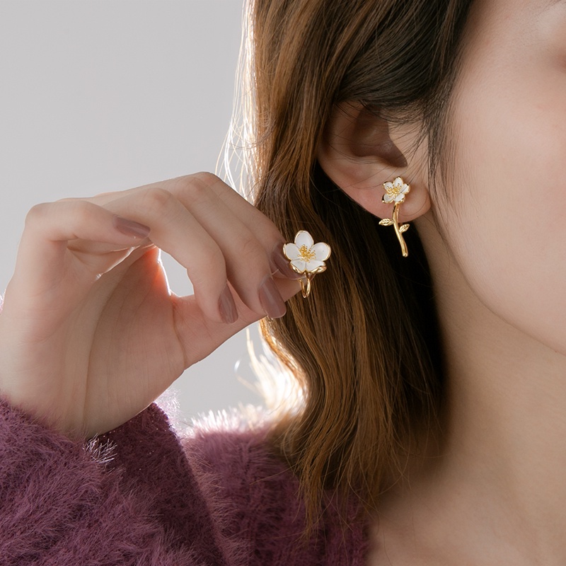 Anting Stud Desain Bunga Gaya Perancis Untuk Aksesoris Wanita