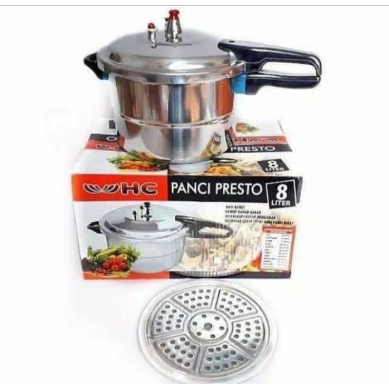 Panci Presto 8 Liter Stainless Steel Peralatan Dapur Masak Daging Ikan