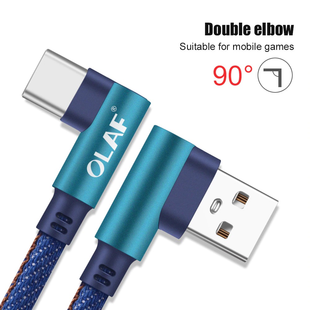 OLAF 2m USB Type C 90 Degree Fast Charging usb c cable Type-c data Cord