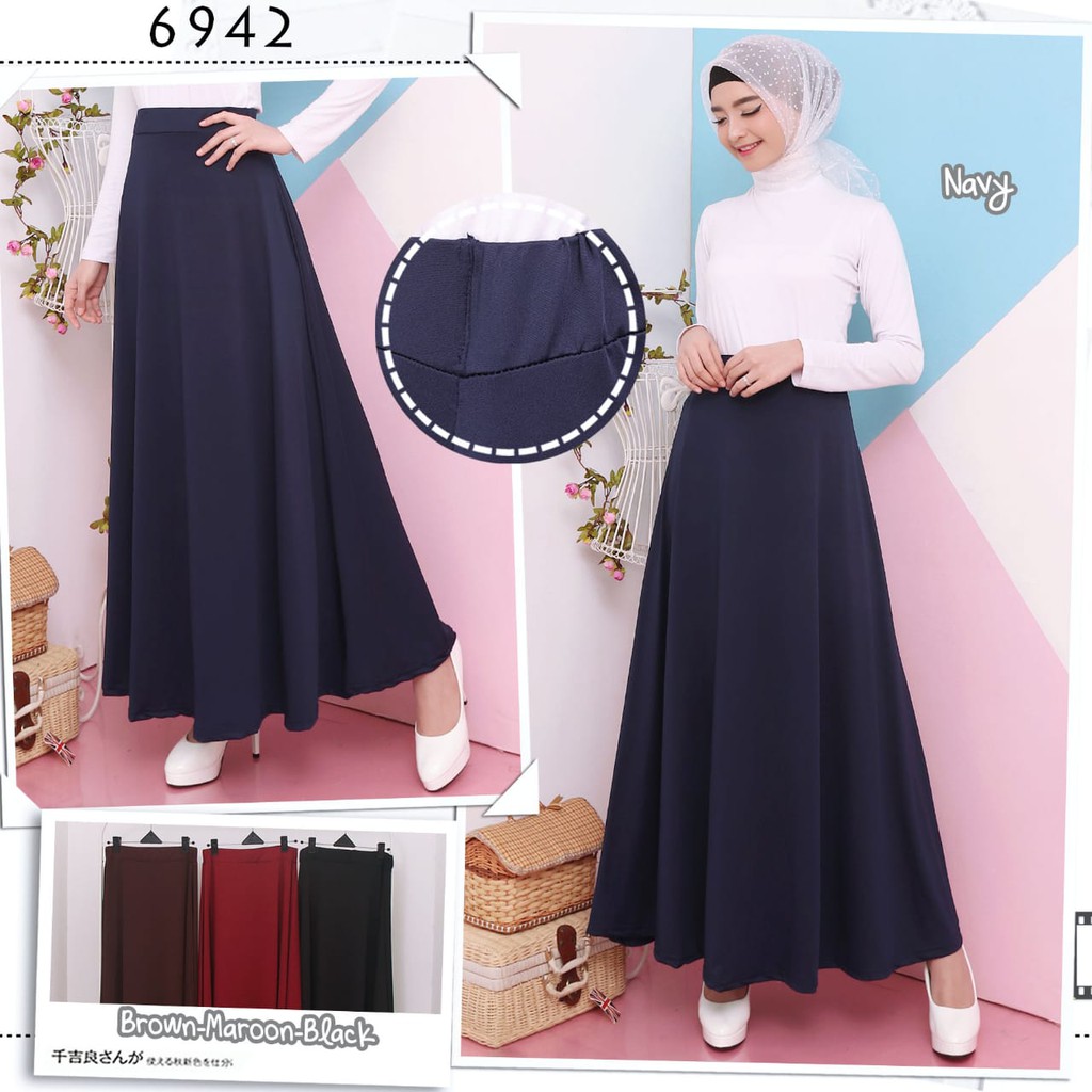 HITJAB Rok Panjang Wanita Jersey Murah Muslim 6943 HITJAB Rok Panjang Wanita Jersey Murah Muslim 6943