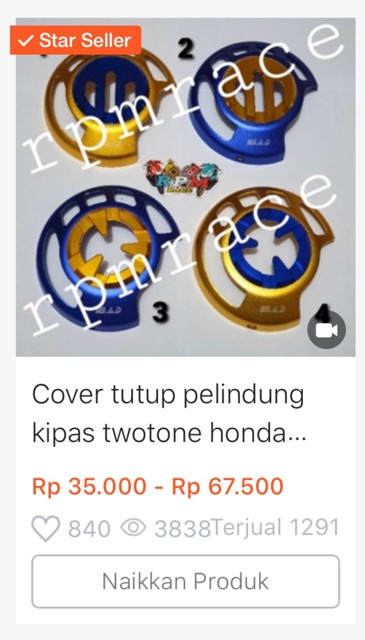 Pelindung Cover Tutup Kipas Twotone Blue Gold Beat Scoopy Mio Soul Nouvo Dll