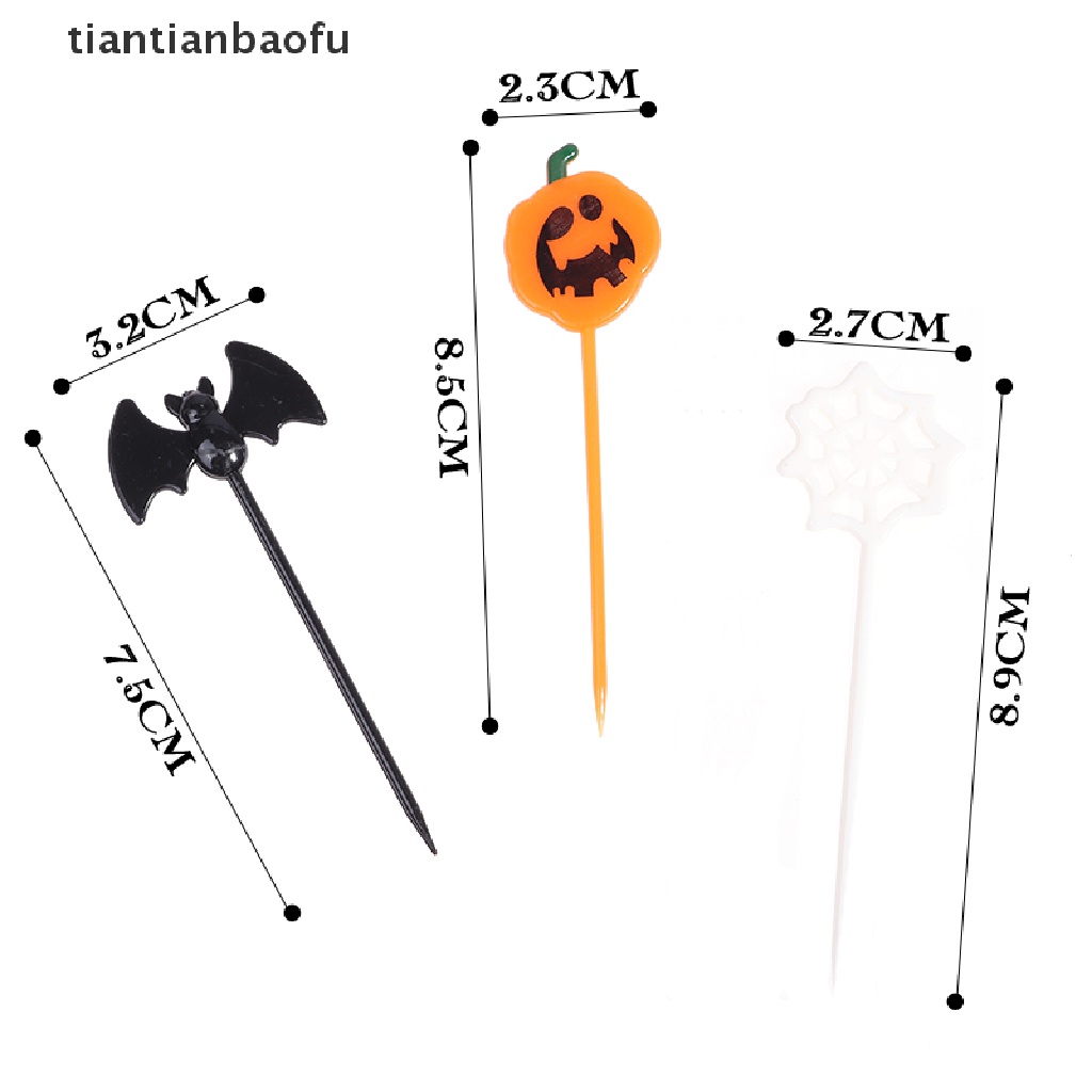 10pcs / Set Tusuk Gigi Buah / Dessert Desain Kartun Halloween Untuk Pesta