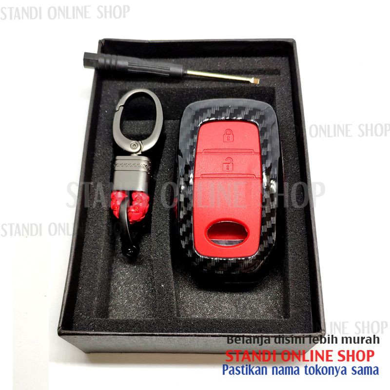 Cover Smartkey Sarung Kunci Toyota Innova Type Q Carbon Merah