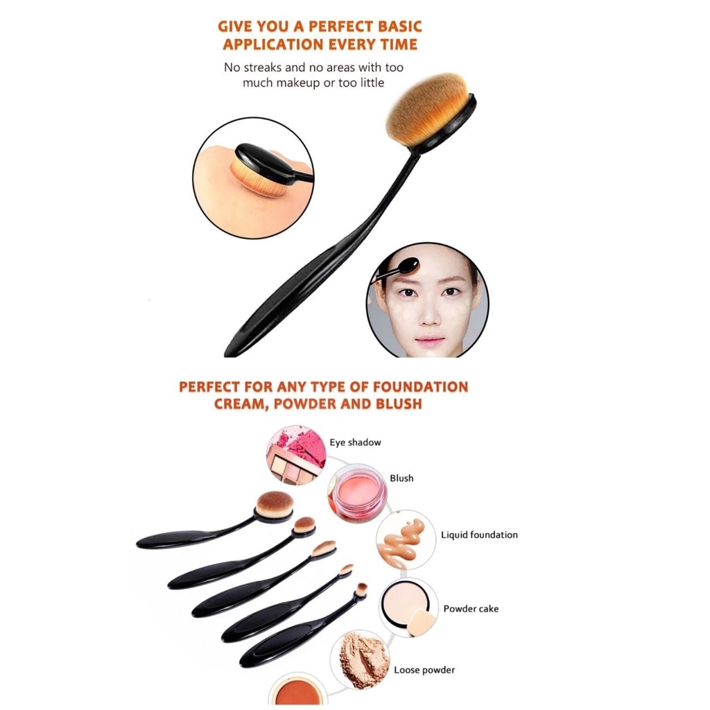 Kuas Oval Foundation Kuas Make Up Kuas Oval Gagang Oval Brush Oval Make Up