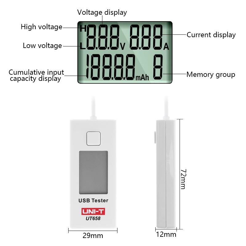 UNI-T UT658B - Digital LCD Portable Mini USB Tester - 9V Max