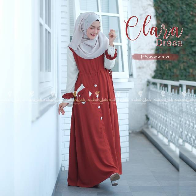 Clara Maxy Dress / Gamis Wanita Terbaru / Size fit m l xl / Matt Moscrepe / 4 varian Warna