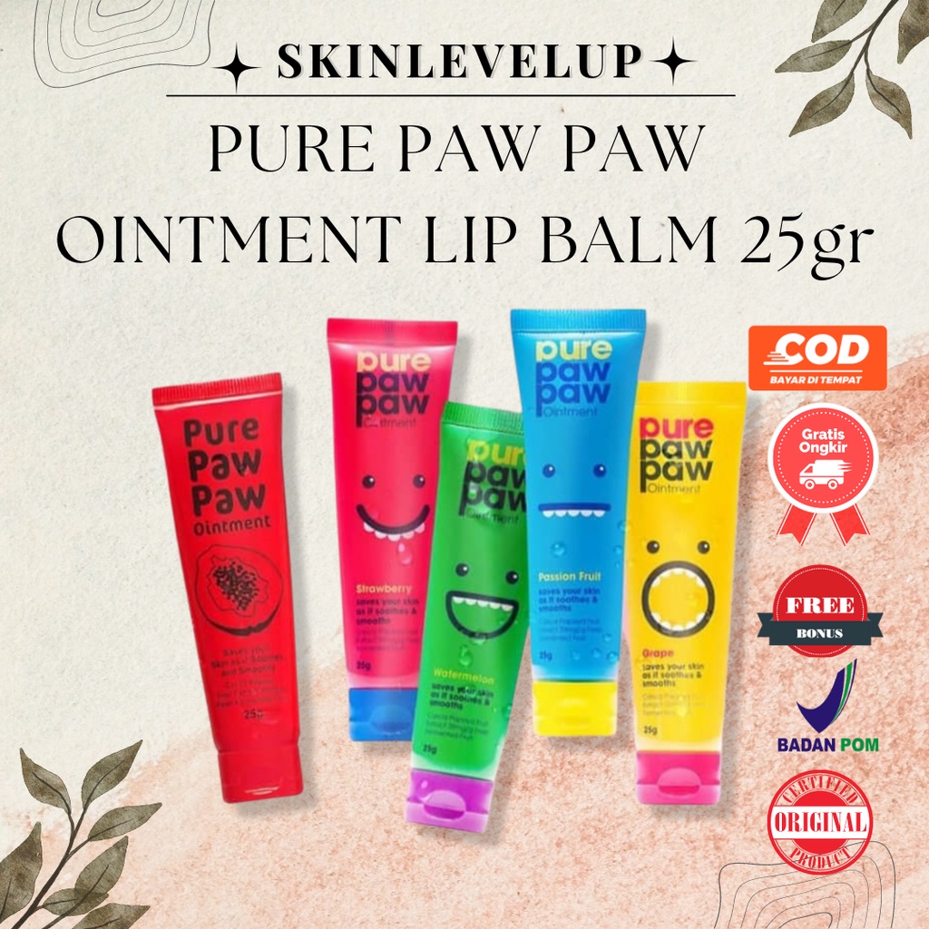 PURE PAW PAW Pure Pawpaw Ointment Lip Balm 25gr Original Grape Strawberry Passion Fruits Watermelon 