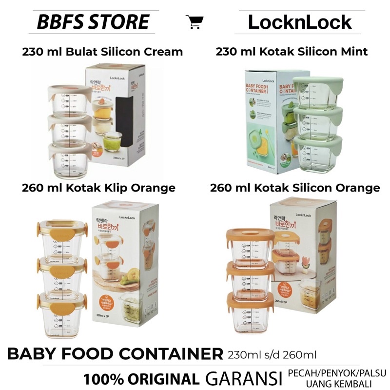 Lock n Lock Baby Food Container MPASI Set 3p 230ml 260ml / wadah mpasi kaca