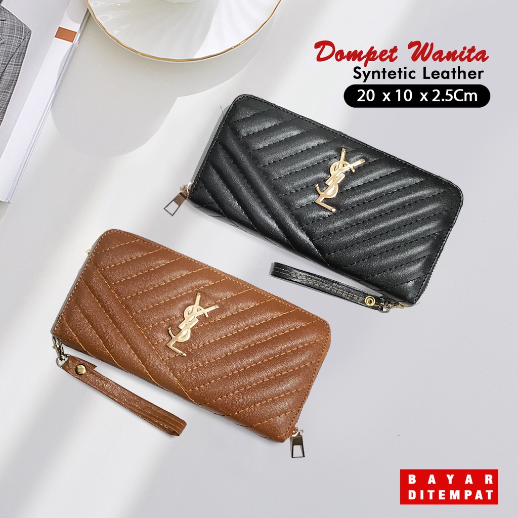 Dompet Wanita Panjang Trendy Dompet Kulit Sintetic Muat Tempat HP Dan Kartu Dompet Panjang Polos Murah