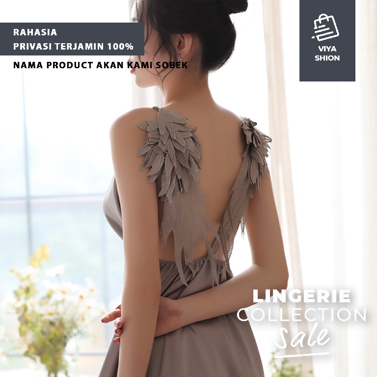 Lingerie Sexy Kimono Set Dress Gaun Piyama Baju Tidur Seksi Wanita Abu Abu Grey Cosplay Hot Dewasa Premium-6