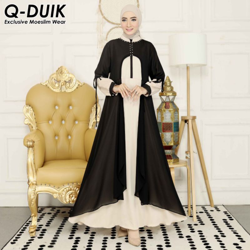 gamis bahan rineta kombinasi ceruty/gamis model terbaru/gamis fashion wanita/gamis termurah