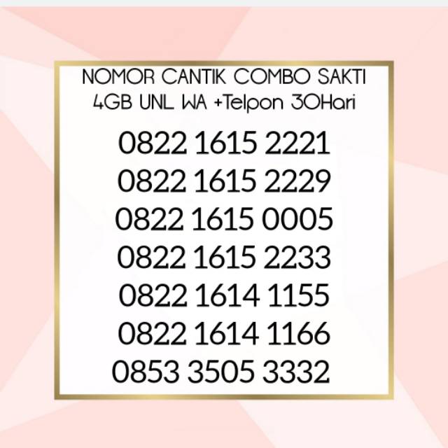Nomor Cantik Telkomsel Sakti 4GB UNL WA + Telpon 30Hari  / 10RB